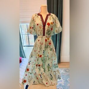 THML NWT Floral Tiered V-Neck Maxi Dress in Light Blue